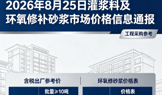 钟祥2026年8月25日灌浆料及环氧修补砂浆市场价格信息通报